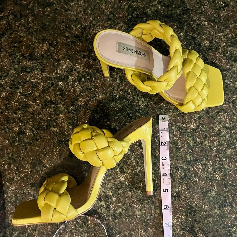 Steve Madden Kenley Citron Braided High Heel Sandals - Picture 5 of 8